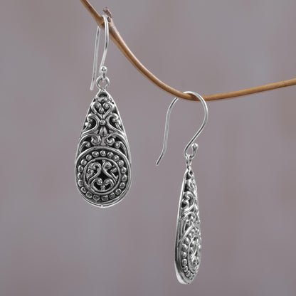 Mesmerizing Moment Ornate Handcrafted Balinese Sterling Silver Dangle Earrings