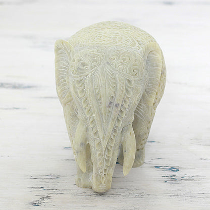 Elephant Grandeur Hand Carved Soapstone Elephant Figurine from India