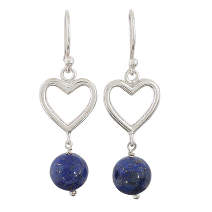 Majestic Globes Handcrafted Lapis Lazuli and Sterling Silver Dangle Earrings