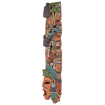 Prehispanic History Hand Painted Ceramic Mayan Mask from Mexico