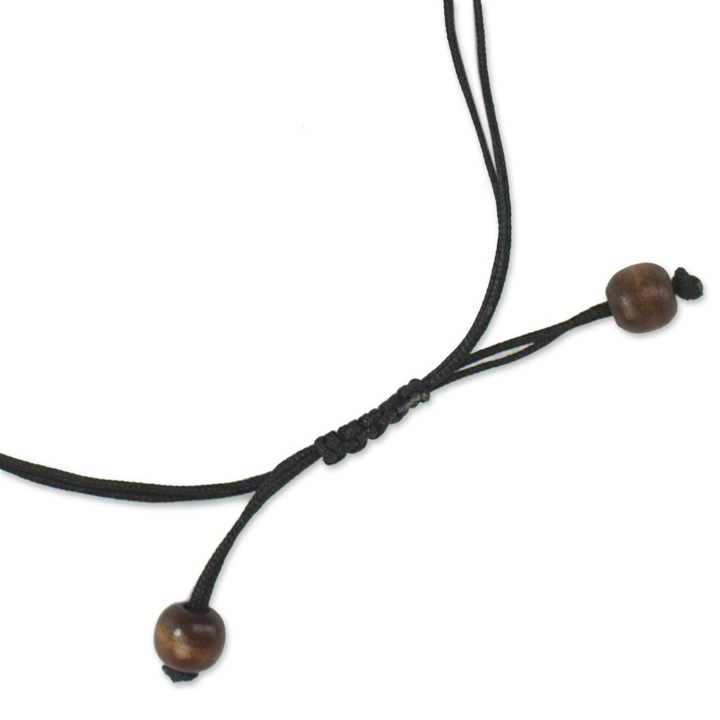 Round Might Sese Wood and Bamboo Cord Pendant Necklace from Ghana