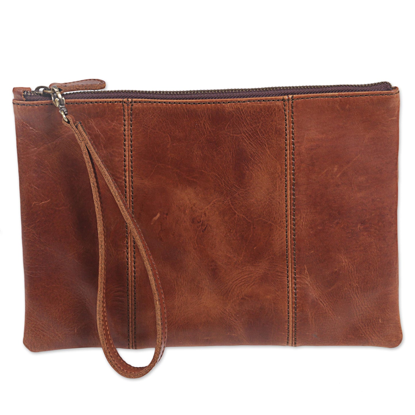 Chestnut Tranquility Brown Leather Wristlet