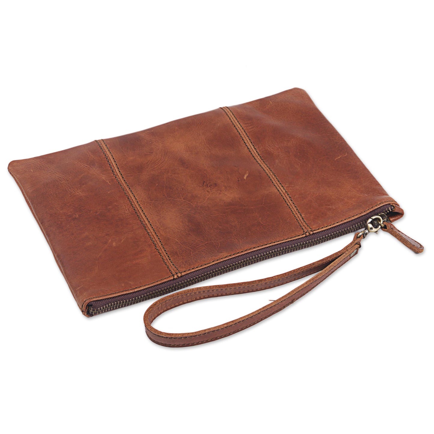 Chestnut Tranquility Brown Leather Wristlet