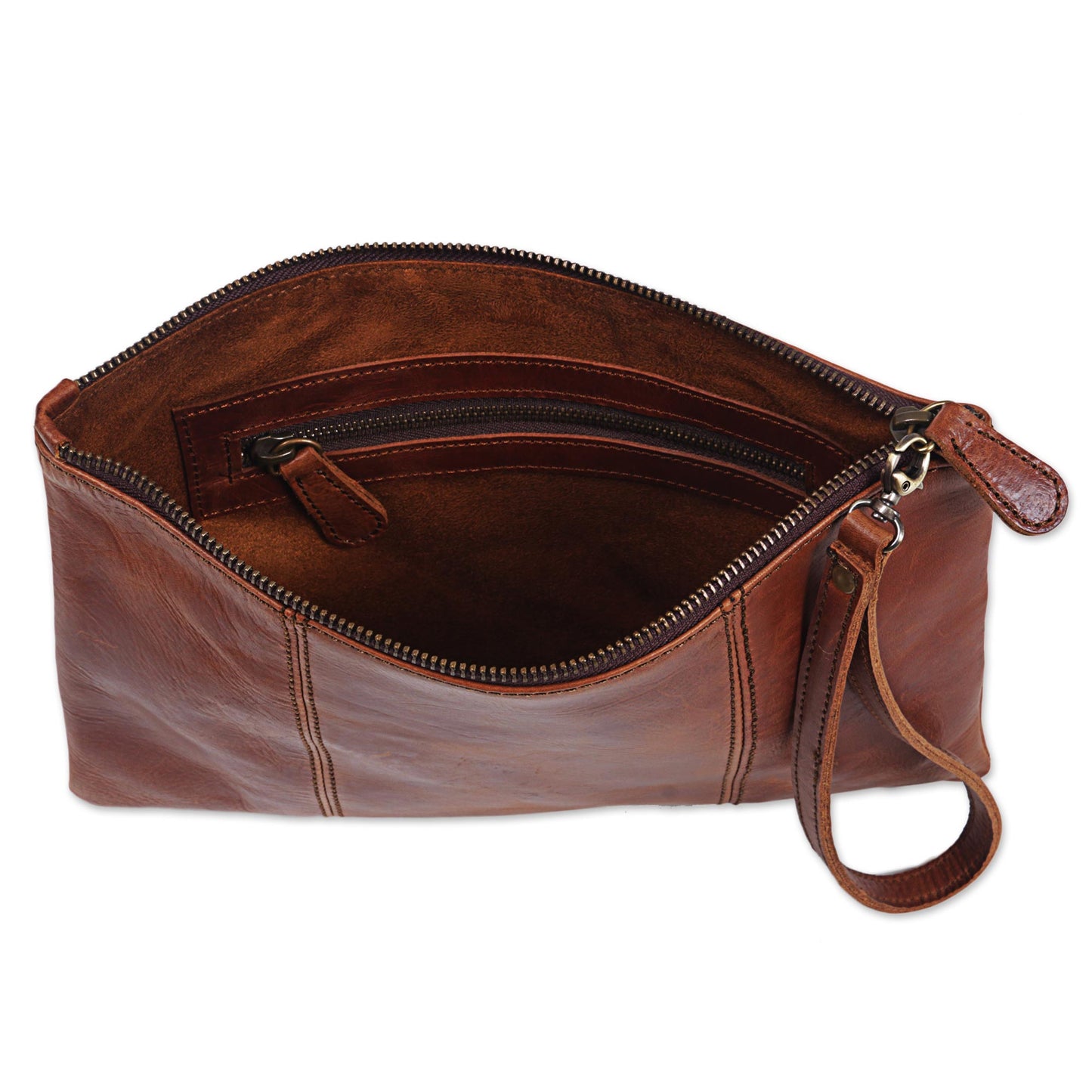 Chestnut Tranquility Brown Leather Wristlet