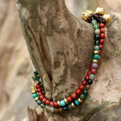 Magical Colors Jasper Brass Beaded Bracelet