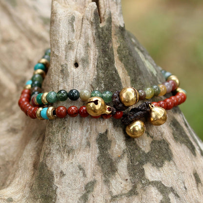 Magical Colors Jasper Brass Beaded Bracelet