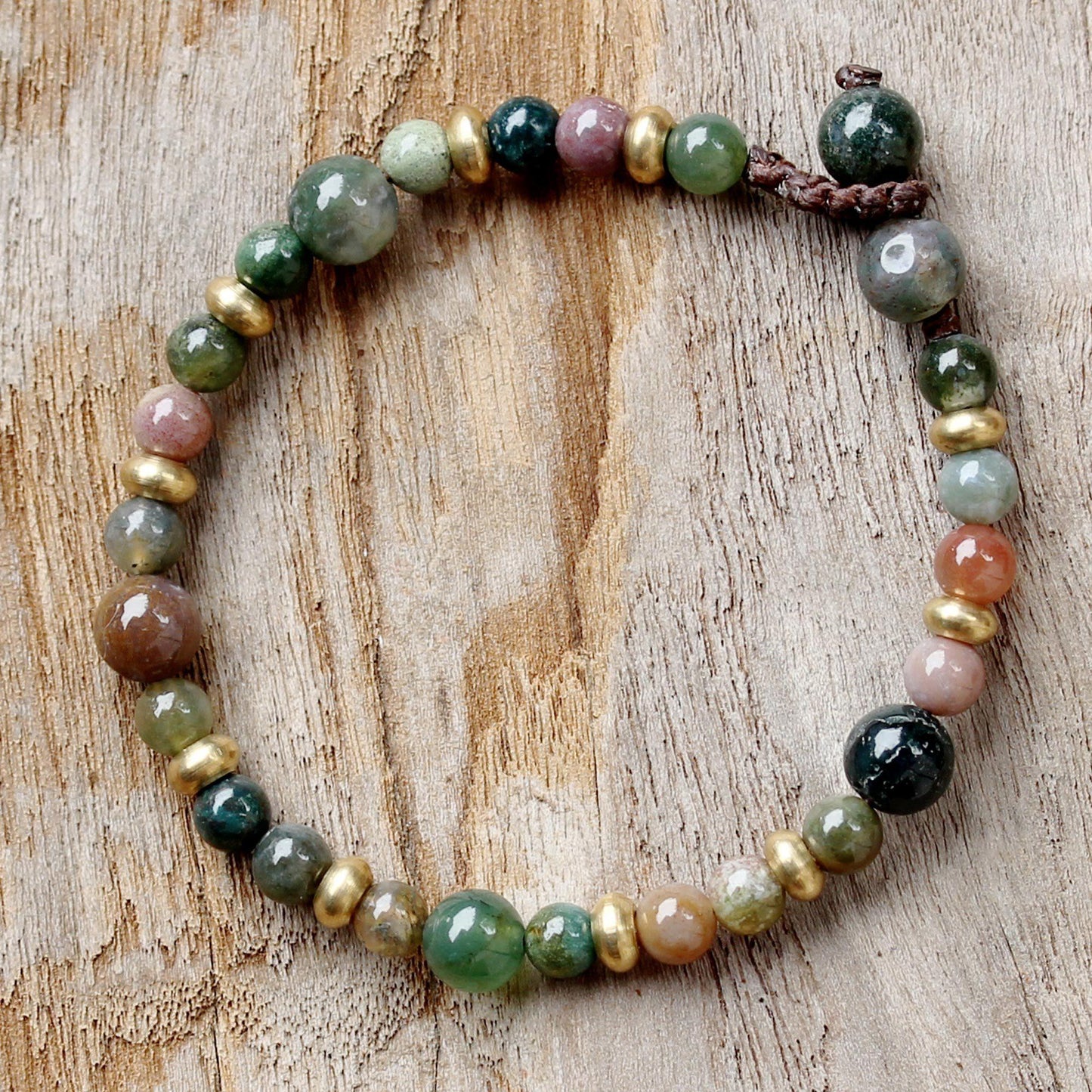 Agate Brass Beaded Bracelet
