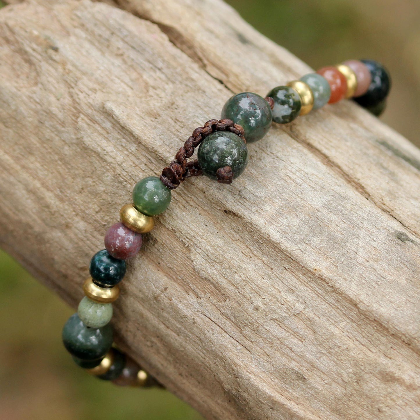 Agate Brass Beaded Bracelet