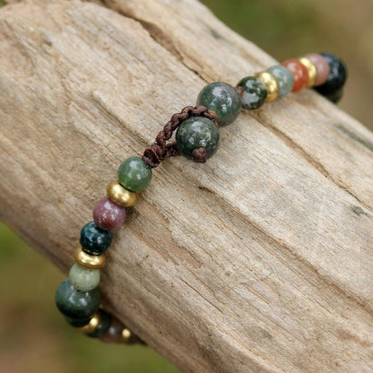 Agate Brass Beaded Bracelet