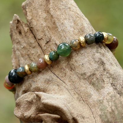 Agate Brass Beaded Bracelet