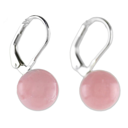 Pure Rose Quartz & Silver Drop Earrings