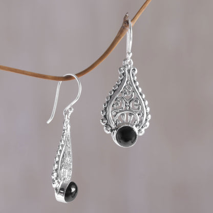 Princess Tears in Black Artisan Crafted Onyx and Sterling Silver Earrings from Bali