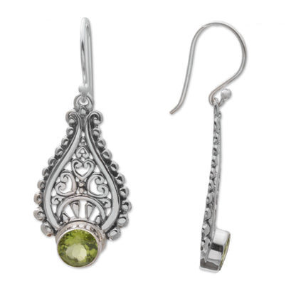 Princess Tears in Green Balinese Hand Crafted Peridot and Sterling Silver Earrings