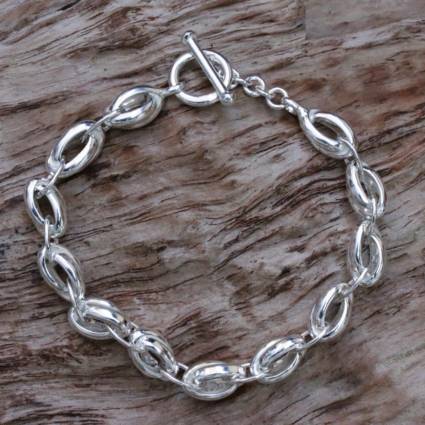 Shining Novas Sterling Silver Men's Link Bracelet from Indonesia