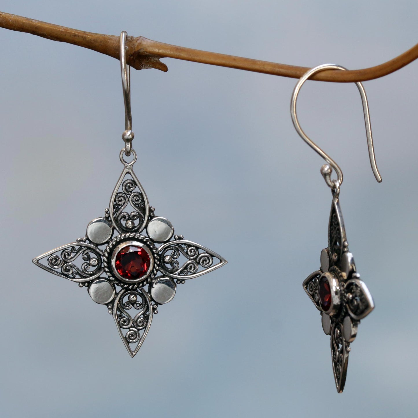 Four-Pointed Stars Sterling Silver Earrings