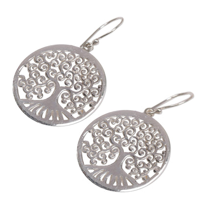 Delightful Trees Sterling Silver Tree Shaped Dangle Earrings from Indonesia