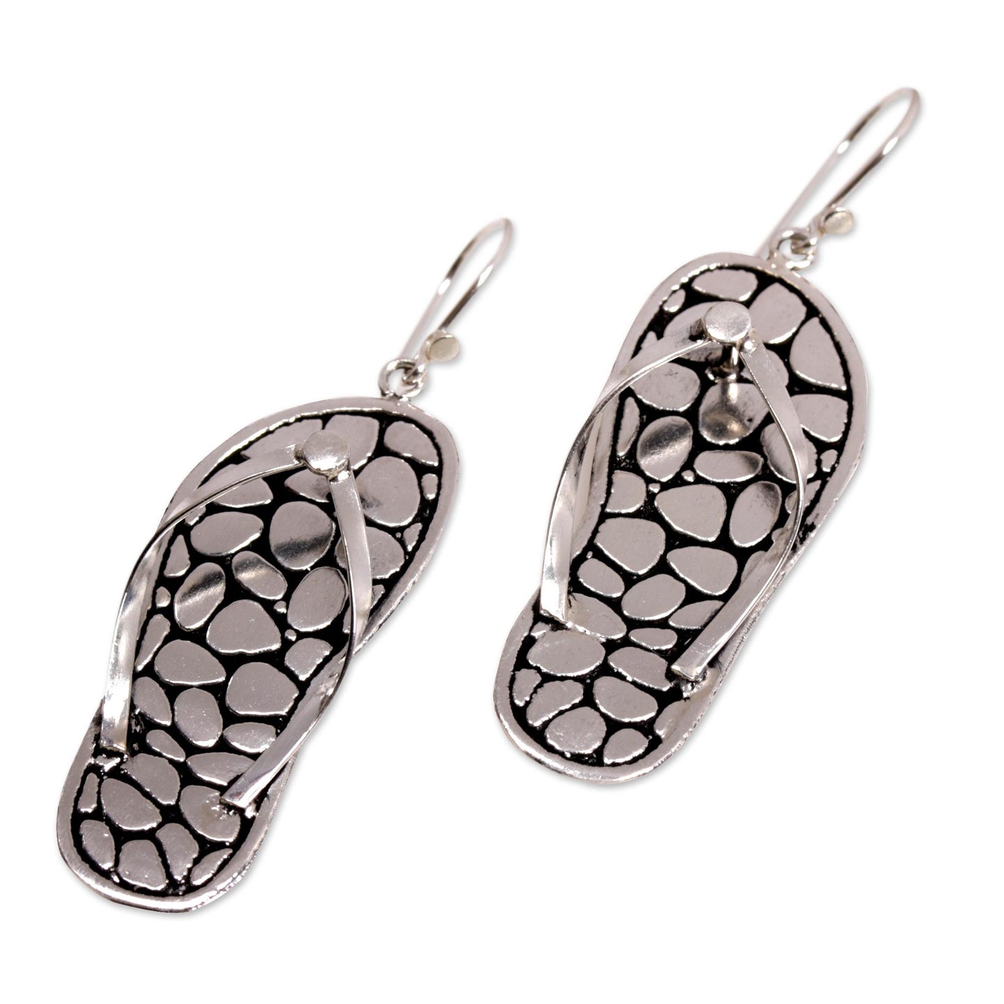 Sandal Jepit Sterling Silver Flip-Flop Dangle Earrings from Indonesia