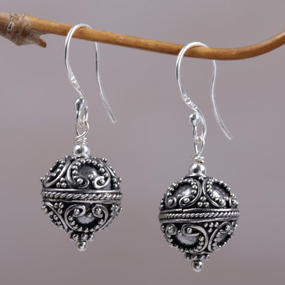 Majestic Bali Sterling Silver Ornate Dangle Earrings from Indonesia