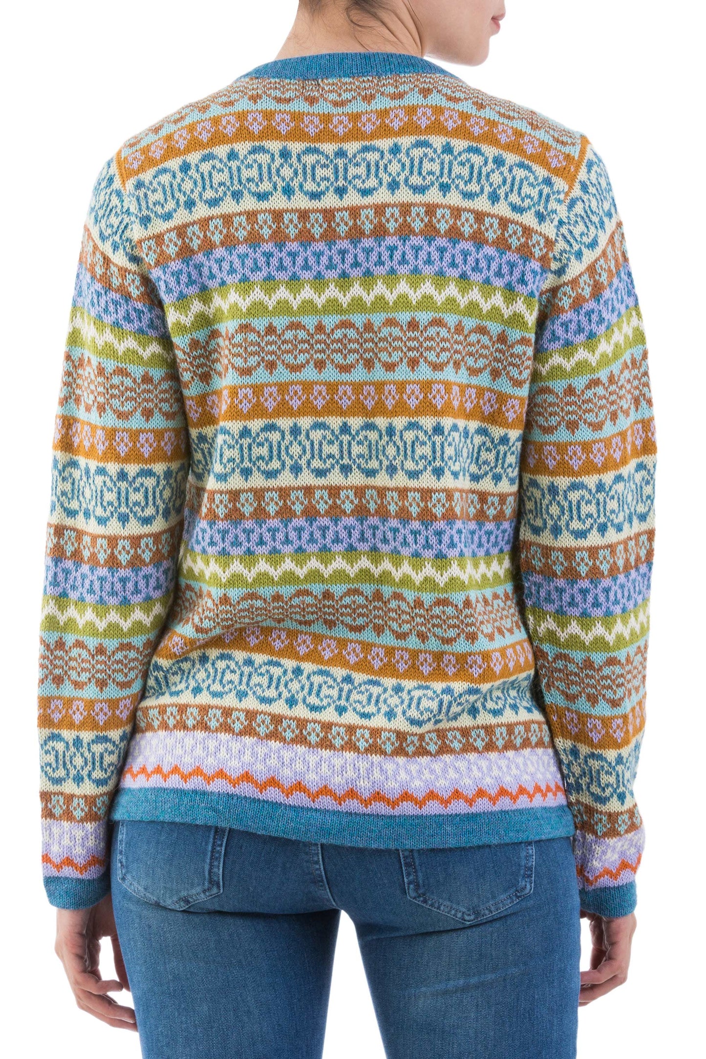 Sweet Cake Multicolor 100% Alpaca Cardigan Sweater from Peru