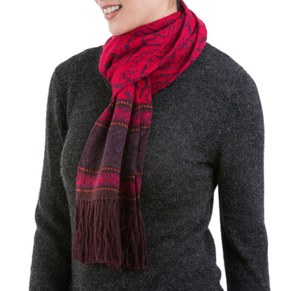 Crimson Andes Purple & Red Alpaca Blend Scarf