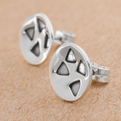 Modern Triangles Triangles on 925 Sterling Silver Button Earrings from Peru