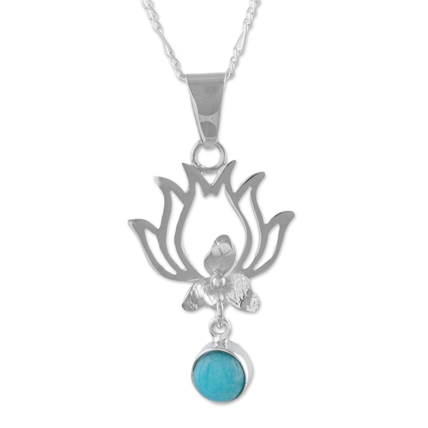 Flaming Drops Amazonite and Sterling Silver Pendant Necklace from Peru