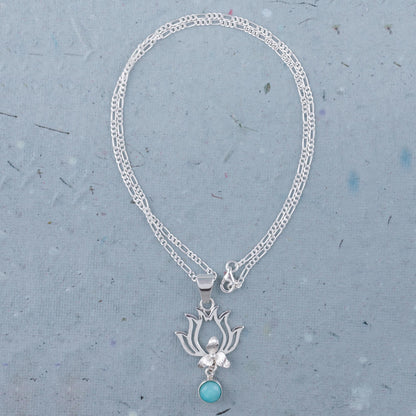 Flaming Drops Amazonite and Sterling Silver Pendant Necklace from Peru