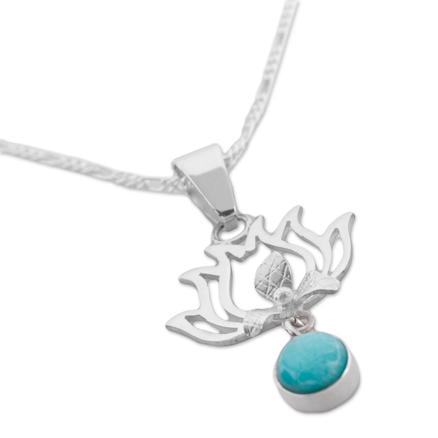 Flaming Drops Amazonite and Sterling Silver Pendant Necklace from Peru