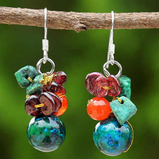 Tropical Oasis Multi-Gem Cluster Earrings