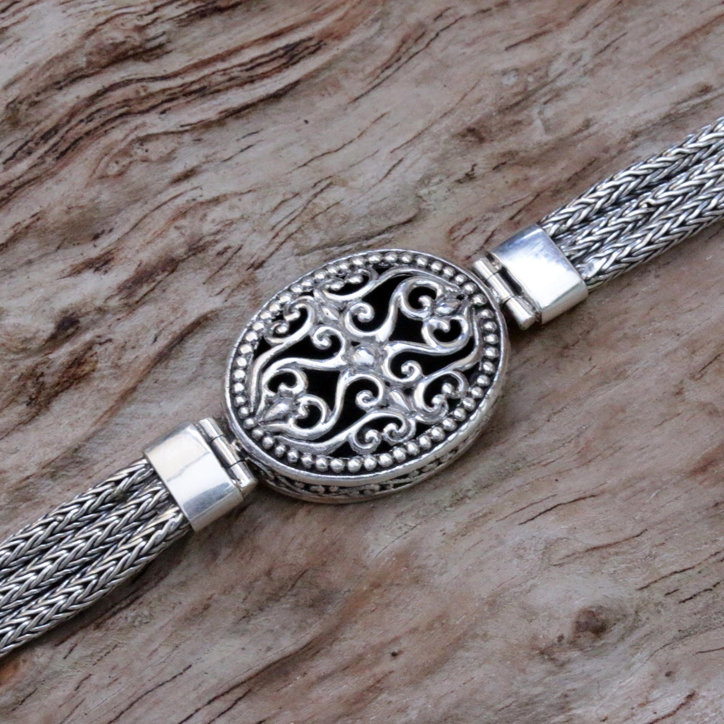 View of Lombok Sterling Silver Pendant Bracelet from Indonesia