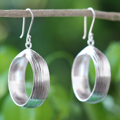 First Impression Silver Hill Tribe Style Dangle Earrings from Thailand