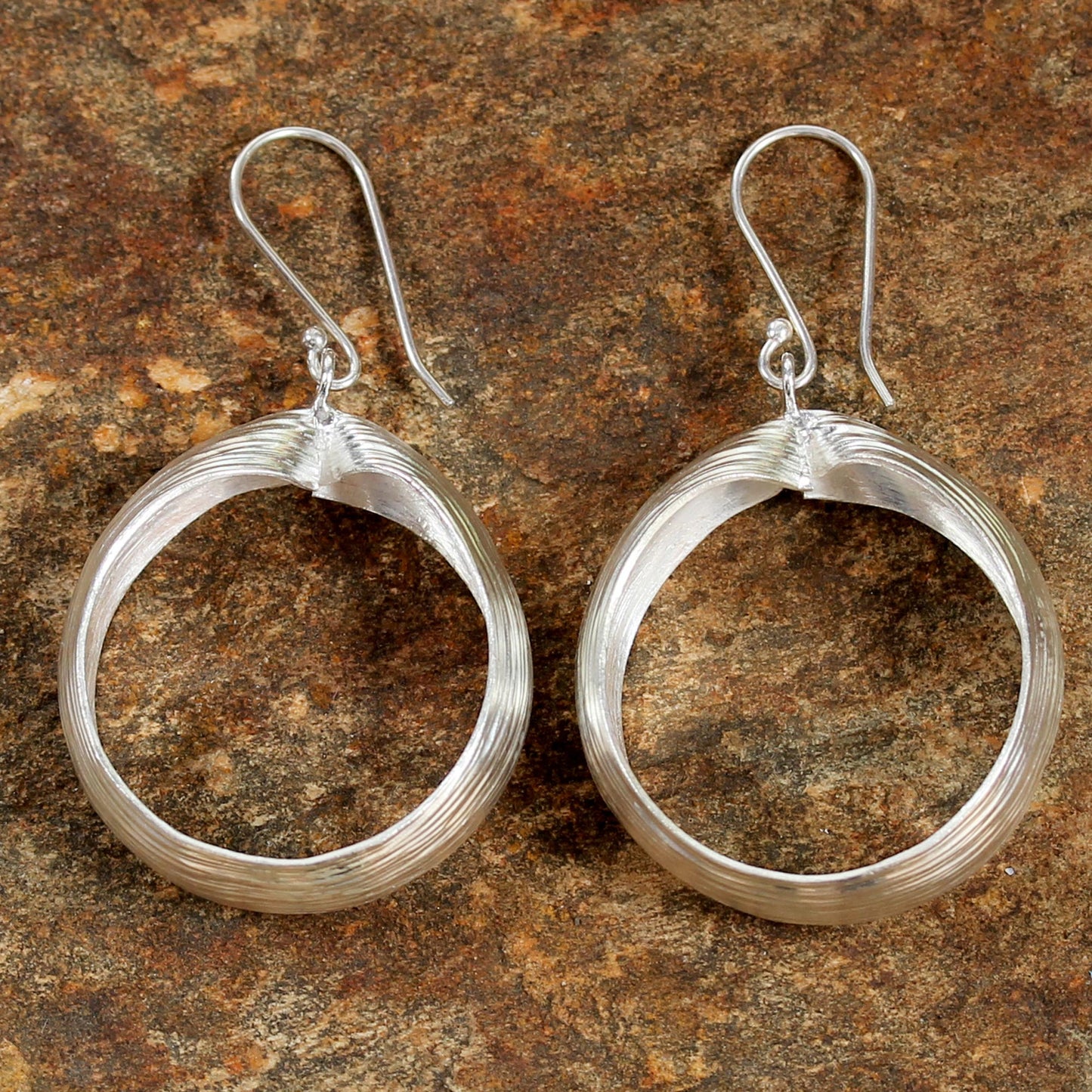 First Impression Silver Hill Tribe Style Dangle Earrings from Thailand