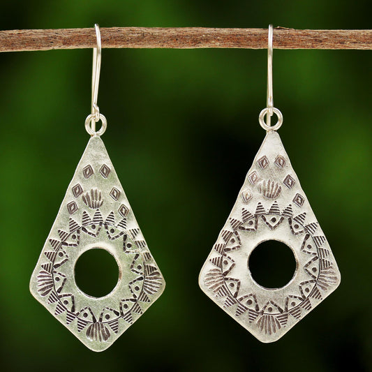 Thai Promise Handmade Hill Tribe Silver Dangle Earrings from Thailand