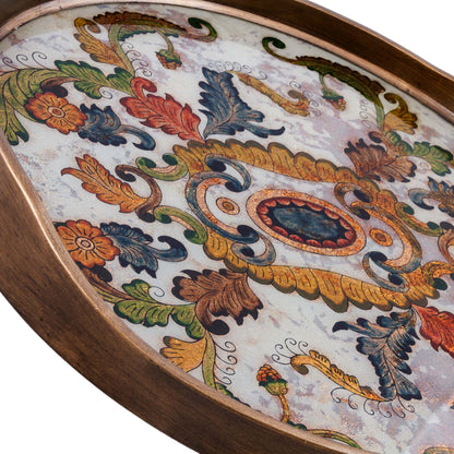 Floral Heaven Reverse Painted Glass Tray with Elegant Floral Motifs