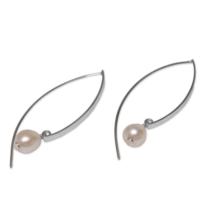 Cultured Freshwater Pearl & Silver Drop Earrings