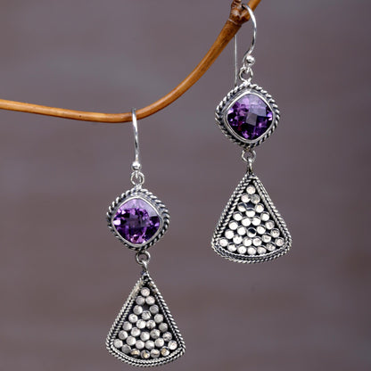 Ascending Beauty Amethyst and Sterling Silver Dangle Earrings from Indonesia