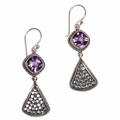 Ascending Beauty Amethyst and Sterling Silver Dangle Earrings from Indonesia