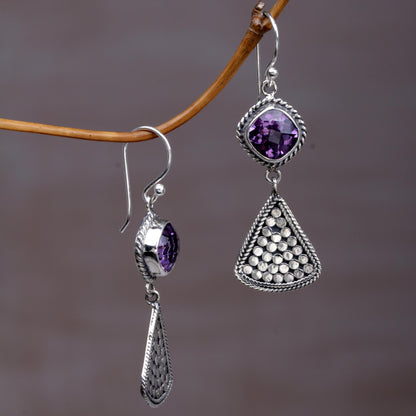 Ascending Beauty Amethyst and Sterling Silver Dangle Earrings from Indonesia