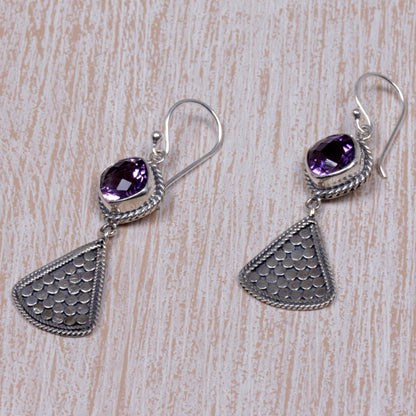 Ascending Beauty Amethyst and Sterling Silver Dangle Earrings from Indonesia