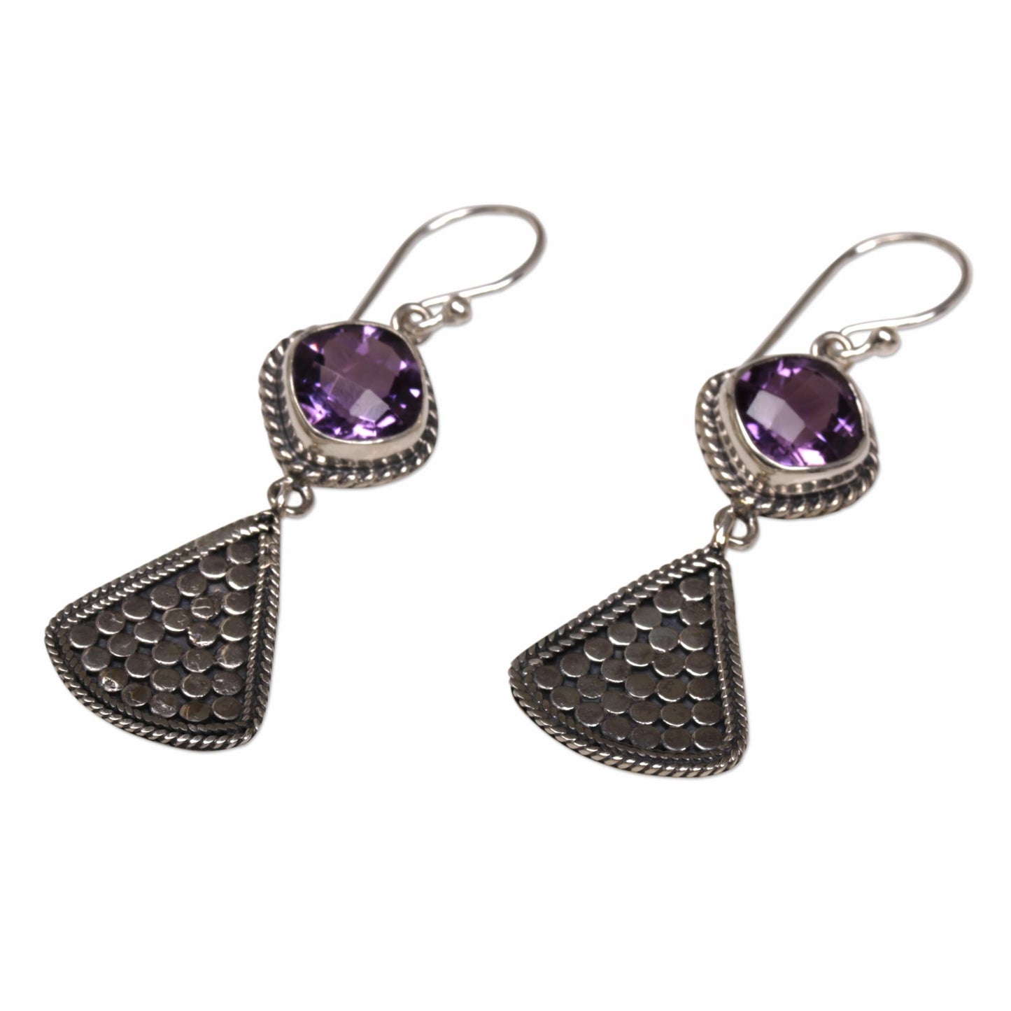 Ascending Beauty Amethyst and Sterling Silver Dangle Earrings from Indonesia