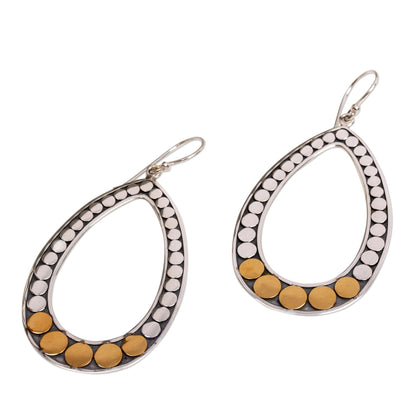 Fortunate Circles Gold and Sterling Silver Oval Dangle Earrings from Indonesia