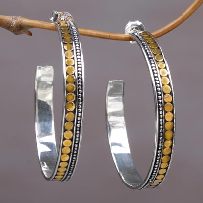 Edge of Sunrise Gold Accent Sterling Silver Half-Hoop Earrings Indonesia