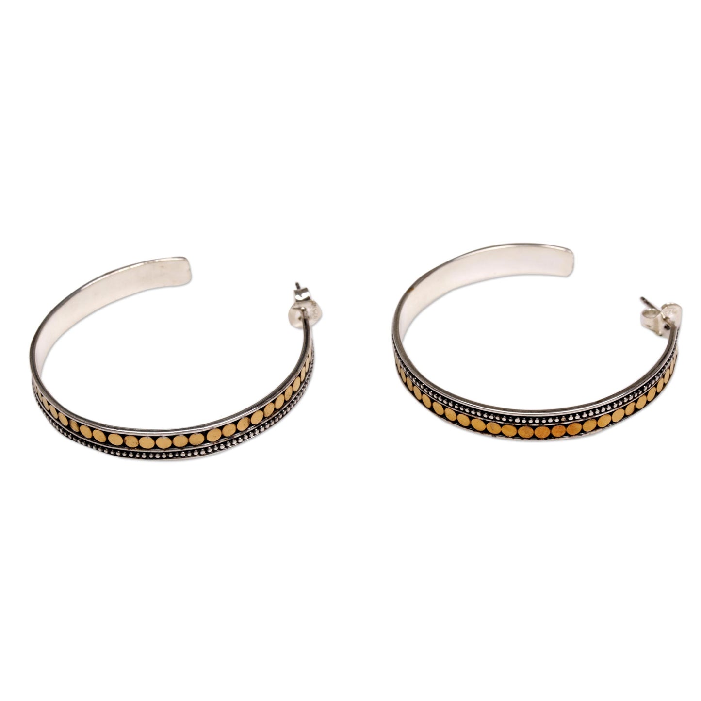 Edge of Sunrise Gold Accent Sterling Silver Half-Hoop Earrings Indonesia