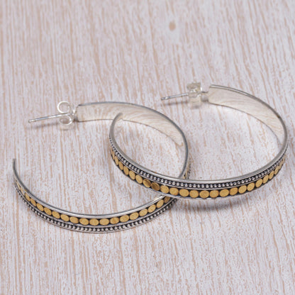 Edge of Sunrise Gold Accent Sterling Silver Half-Hoop Earrings Indonesia