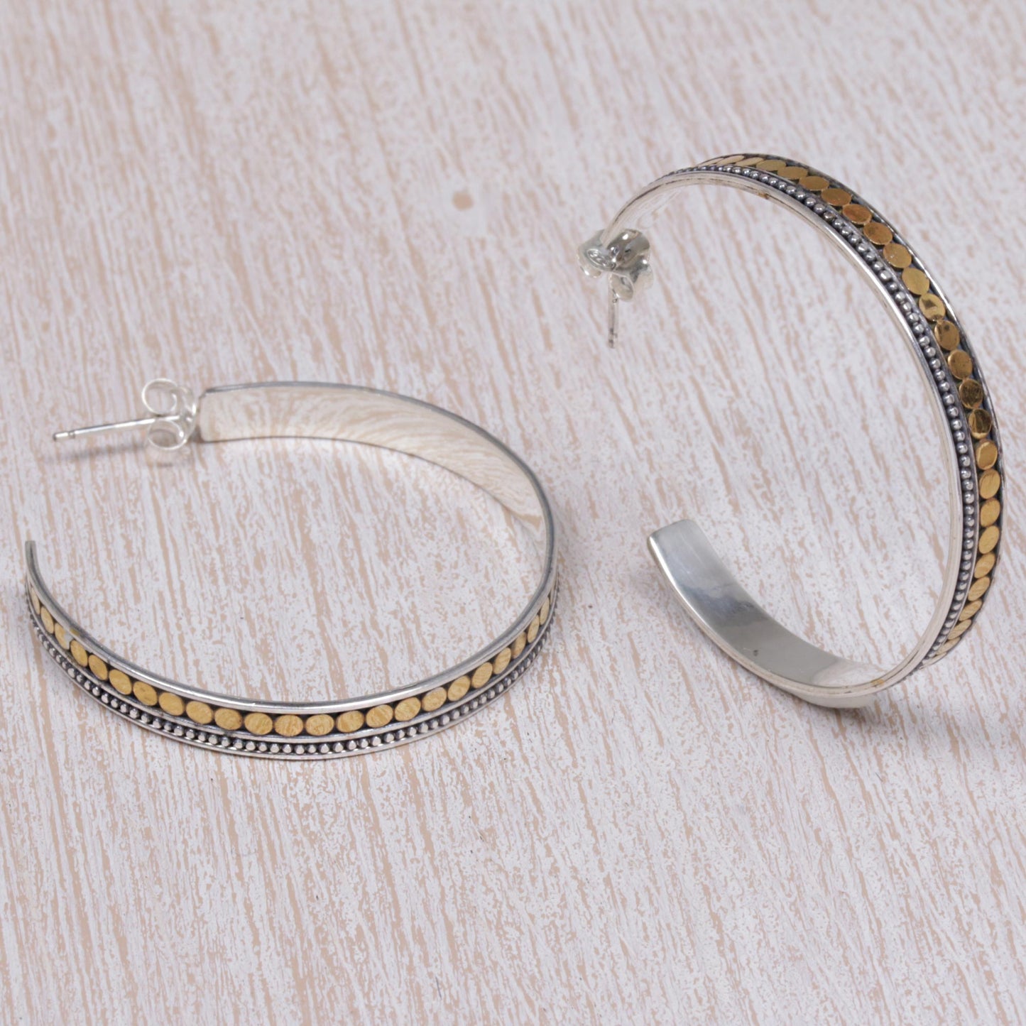 Edge of Sunrise Gold Accent Sterling Silver Half-Hoop Earrings Indonesia