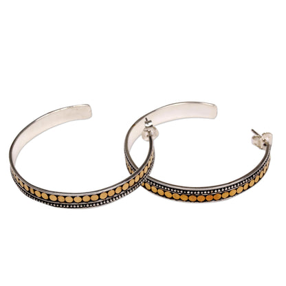 Edge of Sunrise Gold Accent Sterling Silver Half-Hoop Earrings Indonesia