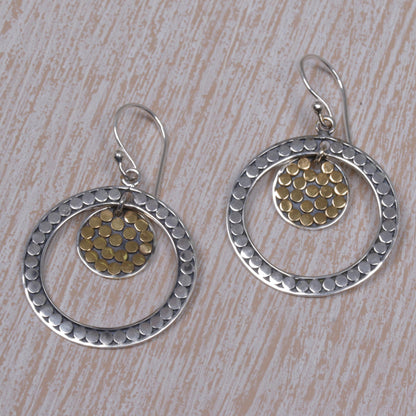 Crescent Eclipse Gold Accented Sterling Silver Dangle Earrings Indonesia