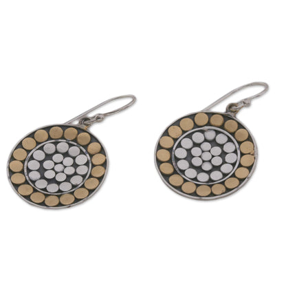 Golden Discs Gold Accent Sterling Silver Dangle Earrings from Indonesia