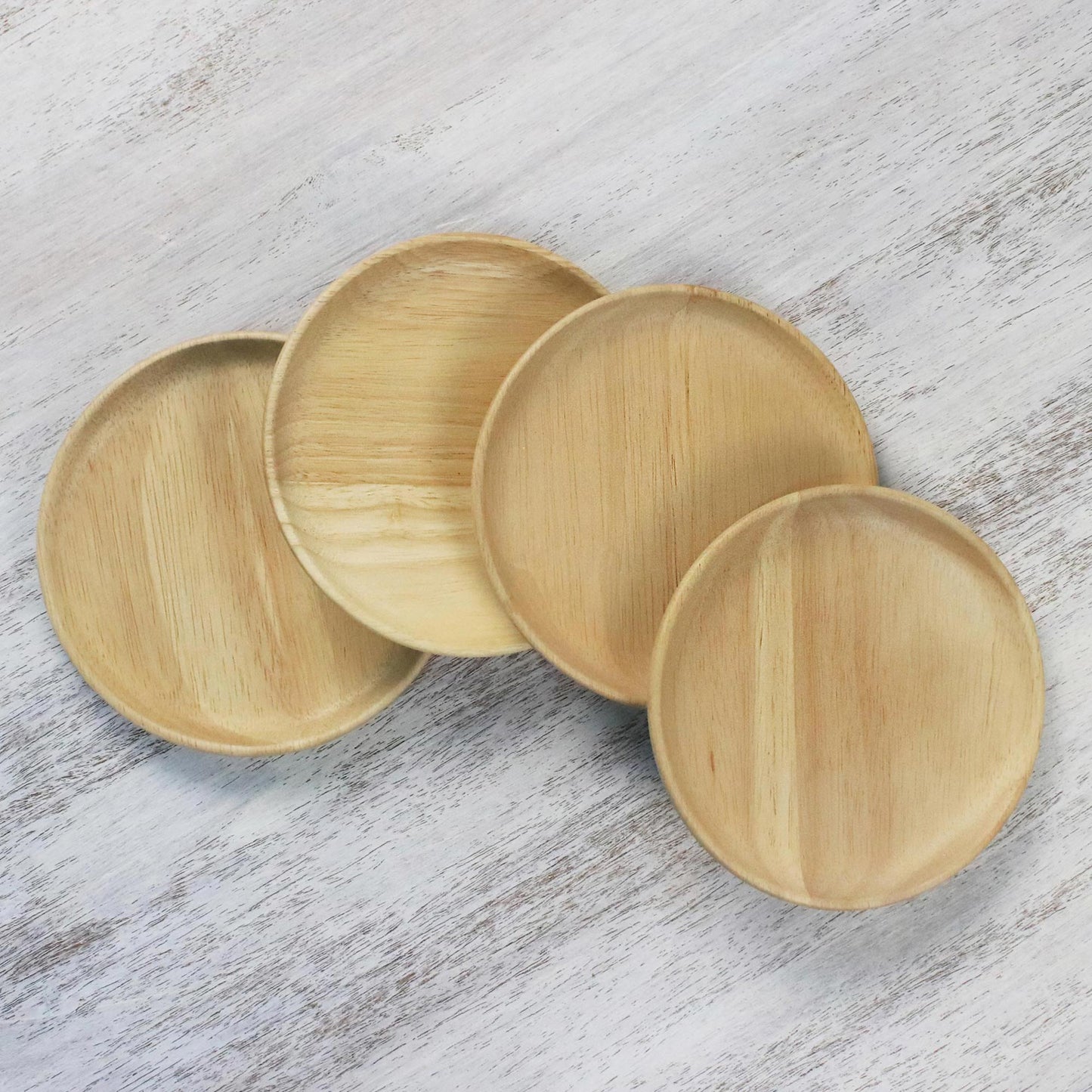 Sweet Party Four Rubberwood Dessert or Party Plates from Thailand