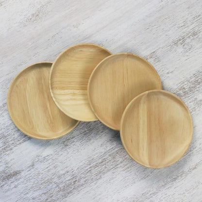 Sweet Party Four Rubberwood Dessert or Party Plates from Thailand